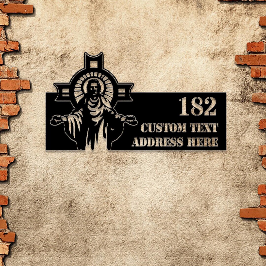 Personalized Jesus Christ Christian Metal Address Sign – Custom