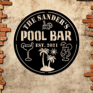 Personalized Backyard Pool Metal Sign LED, Outdoor Wall Decor, Pool Signs for Outdoor Personalized, Custom Backyard Oasis Sign Patio Decor