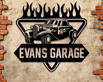 Custom Hot Rod Garage Metal Sign with LED Light | Perfect for Business Sign |Perfect gift for car enthusiasts and garage decor lovers