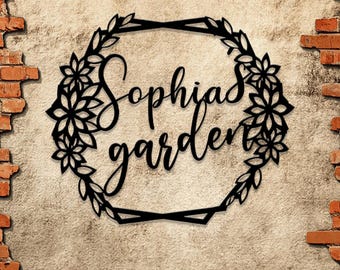 Custom Floral Garden Metal Sign: Personalized Metal Hanging Garden Sign, Gardener Name Yard Decor, Perfect Gardening Gift