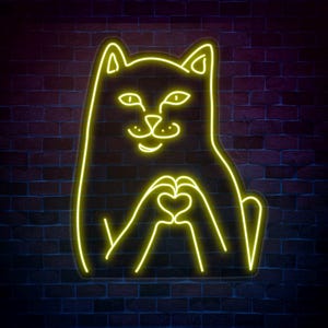 Customizable Funny Cat Neon Sign – Color-Changing LED Wall Light – Playful and Unique Neon Art for Home or Game Room