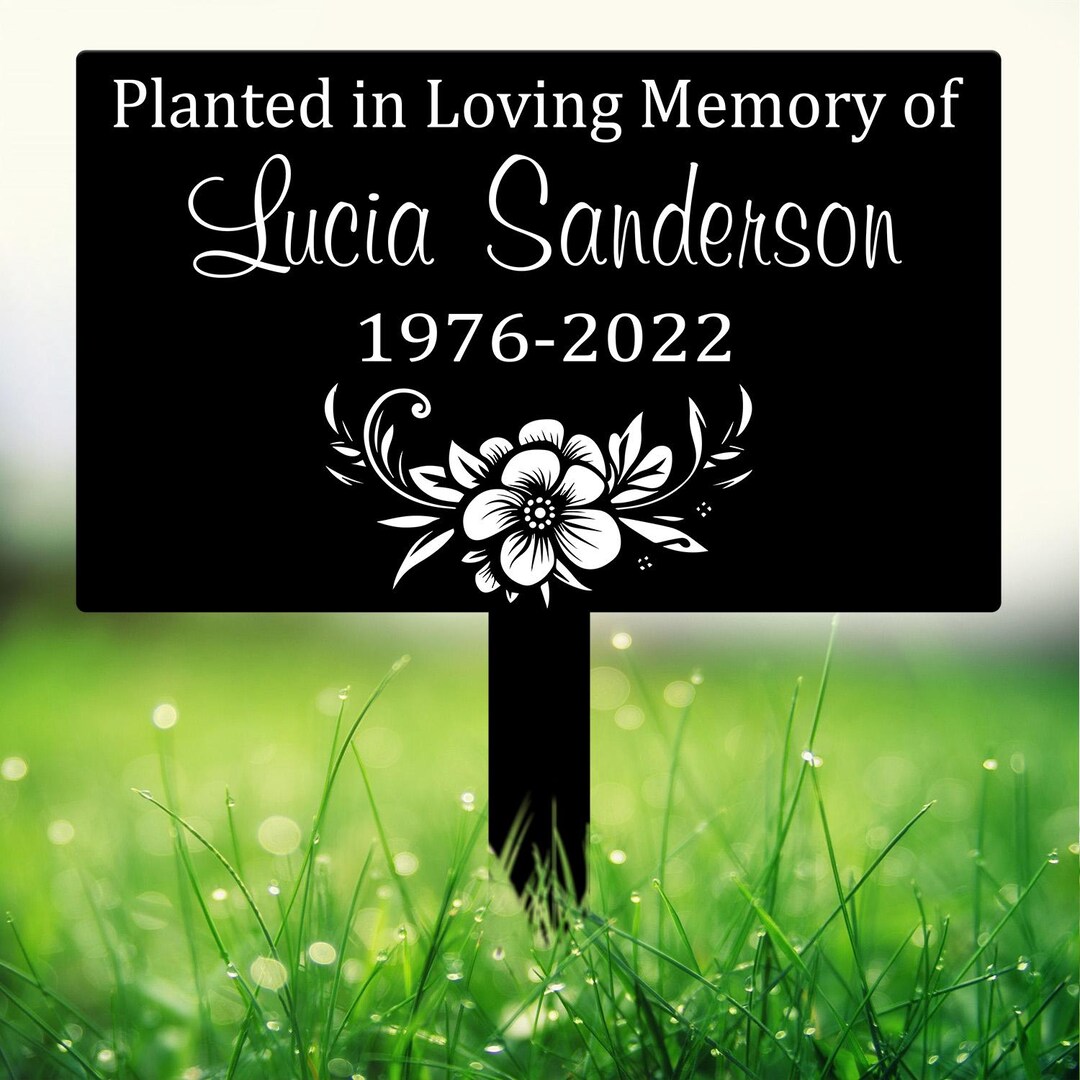 Personalized Memorial Tree Sign, Custom Metal Name Plate With Stake ...