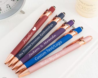 Personalized Rose Gold Pen: Soft Touch Custom Engraved Gift