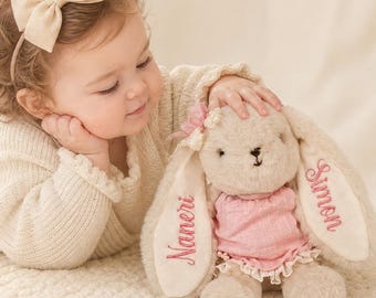 Custom Name Bunny Plush | Soft Stuffed Rabbit, Newborn Keepsake Gift