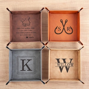 Personalized Graduation Gift for her, Leather Valet Tray,Custom Leather Tray,Graduation Gift,Engraved Valet Tray, Husband Gift, Gift for Him