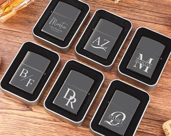 Personalized Groomsmen Lighter with Case, Groomsmen Proposal, Anniversary Gift for Men, Christmas Gifts for Boyfriend, Husband, Father