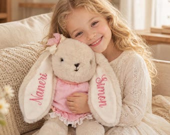Personalized Newborn Bunny Plush, Custom Name Rabbit, Baby Shower Gift