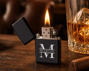 Custom Engraved Lighter, Personalized Monogram Lighter Case, Groomsmen Gift, Cigar Lighter, Lighter Gift for Dad, Husband, 2026 Christmas
