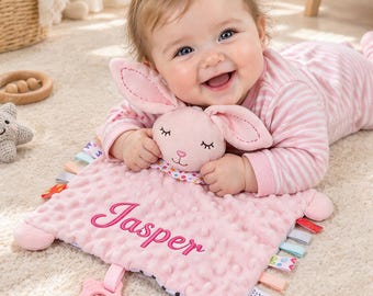 Personalized Lovey Security Blanket, Custom Baby Blanket, Baby Animal Gift, Newborn Baby Blanket Gift, Baby Shower Gift