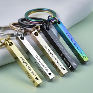 Porte-clés barre 4 côtés, porte-clés pour papa, cadeau fête des pères, cadeau personnalisé pour papa, cadeau d'anniversaire pour père, porte-clés barre 3D, porte-clés barre personnalisé