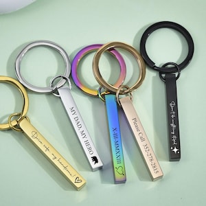 4-Side Bar Keychain, Custom 3D Bar Keychain, Personalized Keychain ,Engraved Stainless Steel Keychain, Drive Safe Keychain, Boyfriend Gift