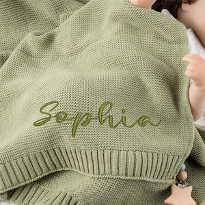 Personalized Knit Baby Blanket, Christmas Gift for Baby,Custom Baby Blanket, Embroidered Baby Name Blanket, Baby Blanket, Baby Shower Gift
