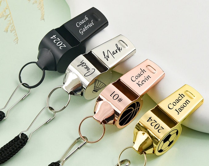 Personalized Engraved Whistle: Coach Whistle Gift with Lanyard
