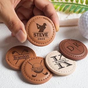 Custom Golf Ball Marker, Personalized Golf Ball Marker, Leather Marker, Gift For Golfer, Golf Trip, Anniversary Golf Gift, Father’s Day Gift