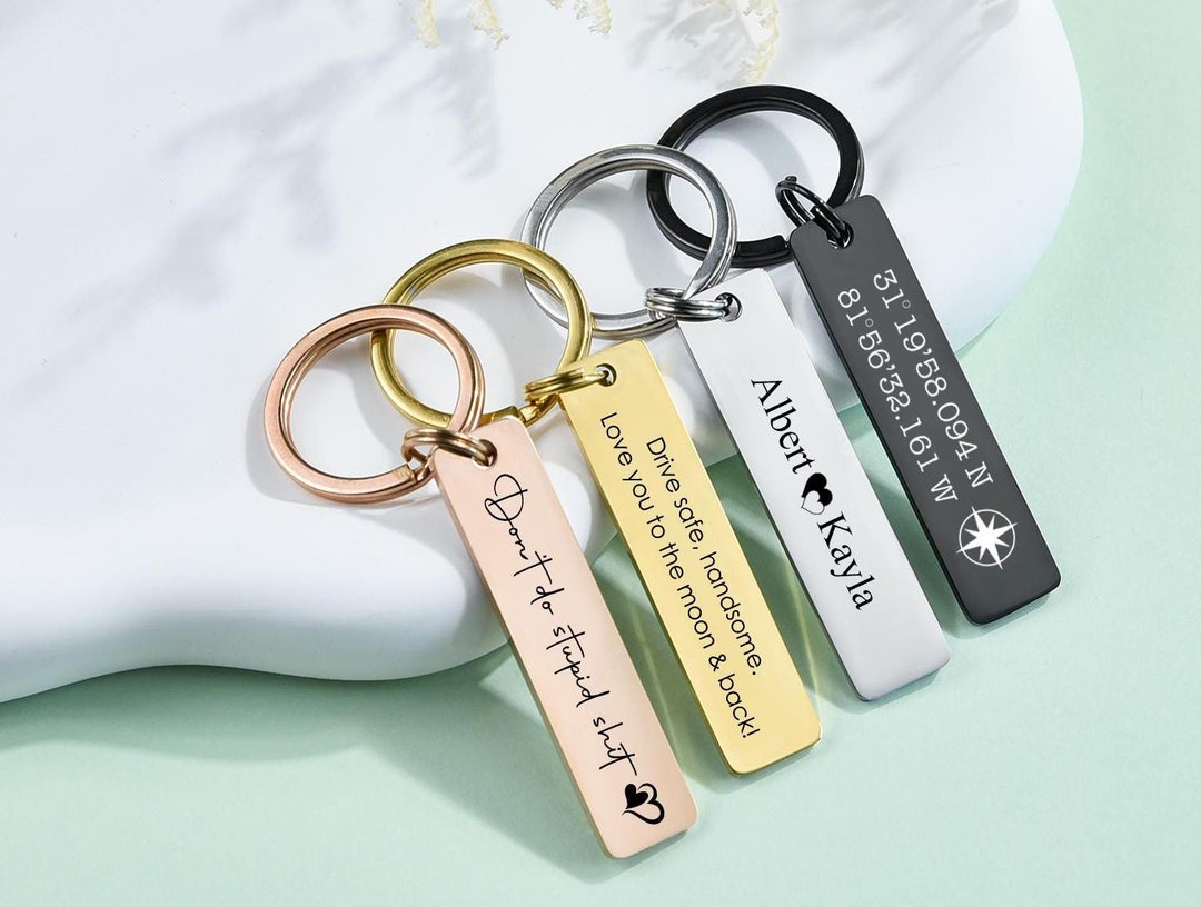 Custom Engraved Stainless Steel Keychain: Personalized Key Ring - Etsy