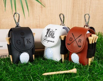 Personalized PU Leather Golf Ball Bag: Mini Travel Pouch, Tees Holder