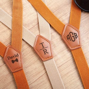 Personalized Groomsmen Suspenders,Leather Suspenders with Name,Rustic Wedding,Suspenders Best Man,Suspenders for Men,Father&#39;s Day Gift