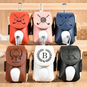 Benutzerdefinierte Leder Golfballtasche, stilvolle Tasche für Golfbälle, Tees Halter, Mini Golfball Halter, Golf Reisetasche, personalisierte Golf Geschenke