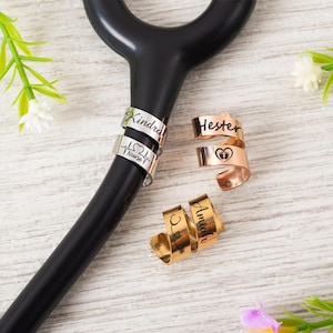 Personalized Stethoscope Id Tag, Engraved Stethoscope Name Tag, Custom Stethoscope Charm, Stethoscope ID Ring, RN Doctor/Nurse Gift For Her