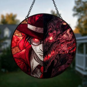 Anime Vampire Suncatcher Stained Glass Window Hanging Gothic Horror Decor Gift