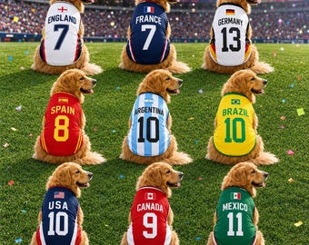 Maglia da calcio personalizzata per cani, maglietta da calcio personalizzata per animali domestici con nome e numero
