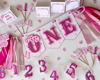 Pink Rodeo 1st Birthday Party Decor: Cowgirl Highchair Banner