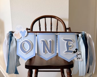Disneyland First Birthday Decoration | Baby Boy 1st Birthday Banner | Highchair Garland