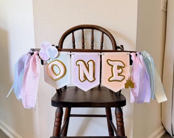 Disneyland First Birthday Decoration | Baby Girl Birthday Banner | Highchair Garland