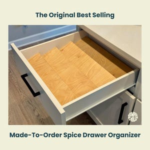 Custom Spice Drawer Organizer | Made to Order from High-End Baltic Birch | Best Way to Organize Spices with this Wood Spice Drawer Insert