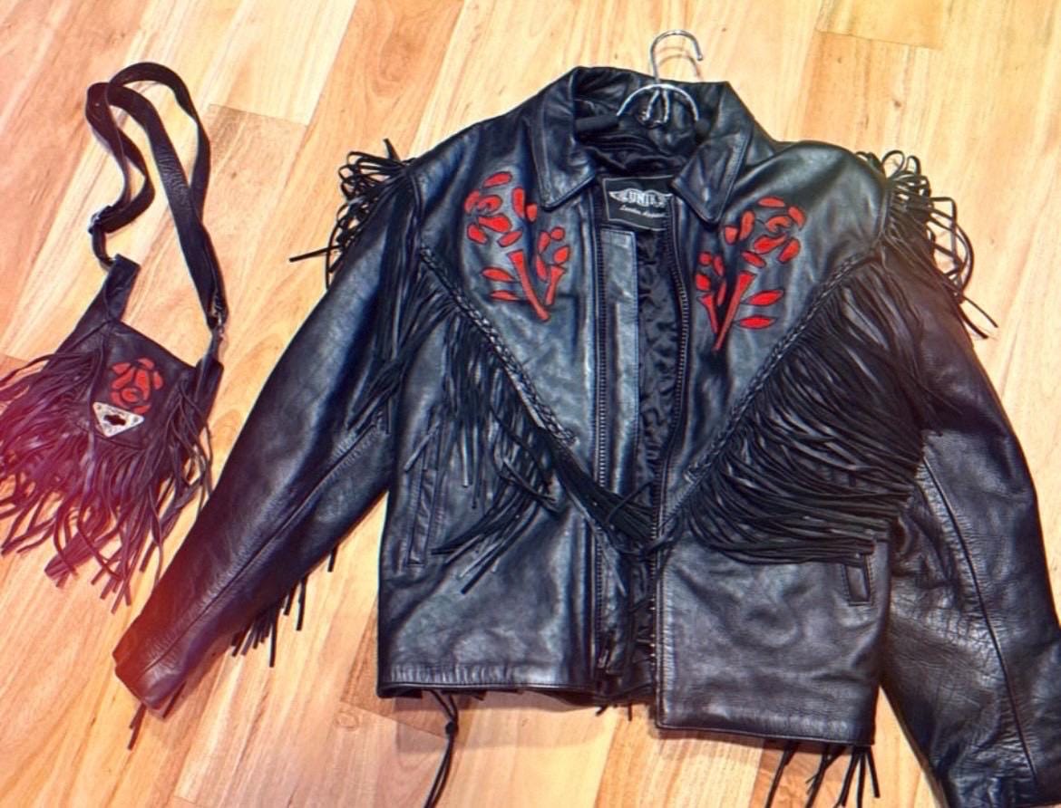 Leather Rose Jacket Vintage Fringe - Etsy