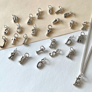 Silver Alphabet Charms, Letter Charms, Serif Letter Charms, Name Charms, Initial Charms, Tiny Alphabet, Tiny Silver Charms, Tiny Letters