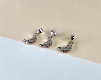 Hammered Sterling Silver Crescent Moon Pendant: Celestial Necklace (Set of 3)