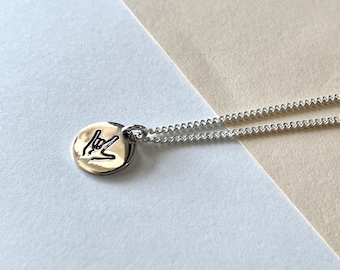 Sterling Silver I Love You Charm: ASL Sign Language Pendant