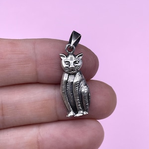 Cat Pendant, Antique Silver Cat Necklace, Kitty Necklace, Animal Pendant, Cat Lover Gift, Silver Cat Jewelry, Cat Charms, Cat Lady Gift C80