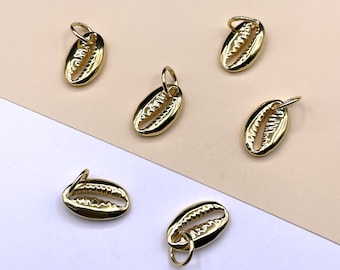 Gold Cowrie Shell Charm: 925 Silver Findings, Beach Jewelry