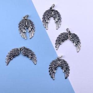 Angel Wings Pendant, Double Angel Wings, Silver Angel Wings, Bird Wings, Wing Necklace, Two Wings Necklace, Friendship Charm, C112