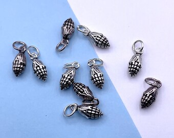 Sterling Silver Corn Charms: Farm Harvest Jewelry