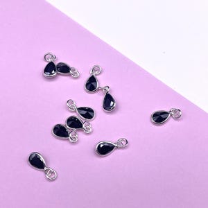 Teardrop CZ Charms, Tiny Crystal Charms, Diamond Charms, Bracelet Charm, Earring Charm, 925 Sterling Silver Findings, C6-Silver