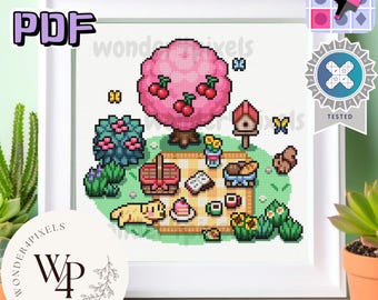 Fields of Mistria Cross Stitch Pattern Picnic Time with Dozy Simple Beginner Friendly. Digital PDF Instant Download, Cozy DIY