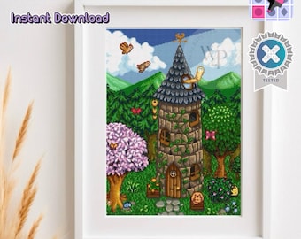 Stardew Valley Spring Wizard Tower Stitch Pattern digital download Beginner Cozy DIY