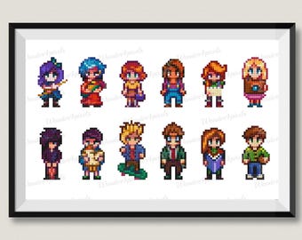 Download digital Stardew Valley Padrão de ponto cruz Tema diário de solteiros e solteiras