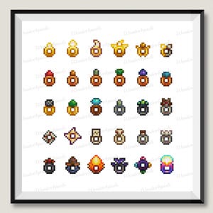 Digital download Stardew Valley Rings Collection Cross Stitch pattern