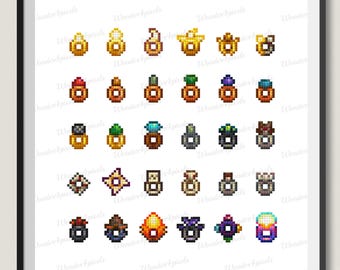 Digital nedladdning Stardew Valley Rings Collection korsstygnsmönster