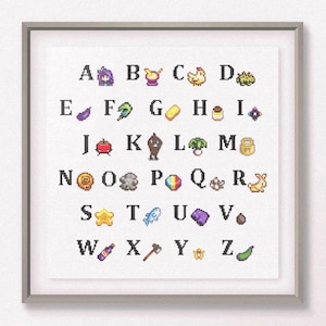 Digital download Stardew Valley cross stitch pattern A to Z alphabet wall decor gift