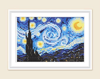 Digital Download Easy Starry Night Cross Stitch Pattern