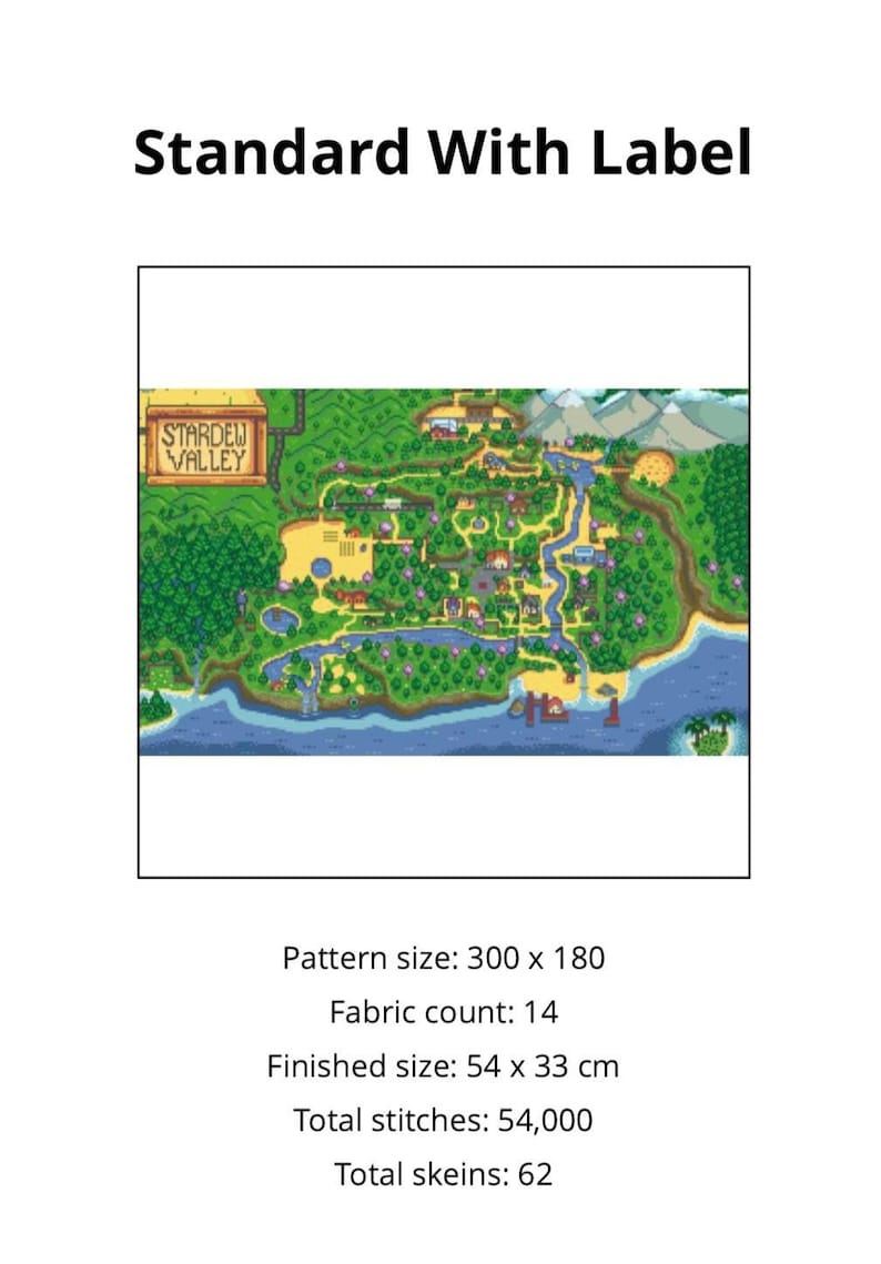 New Stardew Valley Map 1.6 update Cross Stitch Pattern digital download Standard Farm with Ginger Island image 8