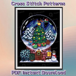 Stardew Valley Cross Stitch Pattern Junimo’s Christmas Snow Globe PDF Digital Download Home DIY