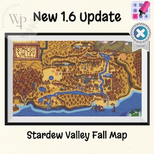 New Stardew Valley Map 1.6 update Cross Stitch Pattern digital download Fall Standard Farm with Ginger Island