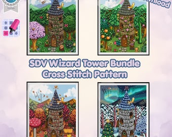 Stardew Valley Four Seasons Wizard Tower Stitch Pattern Bundle Digital Download Beginner Cozy DIY