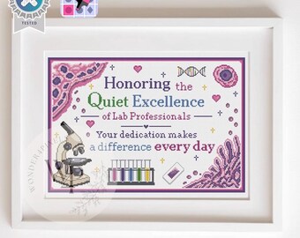 Medical Lab Tech MLS inspirational Cross Stitch Pattern Health Care theme. Instand Download